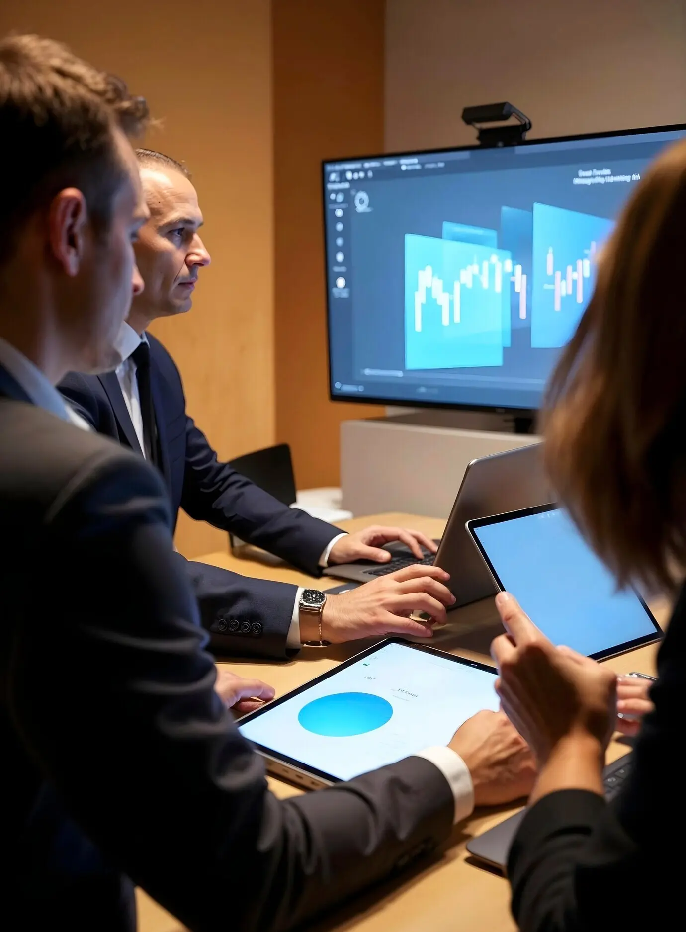 Люди работают с устройствами под управлением искусственного интеллекта.